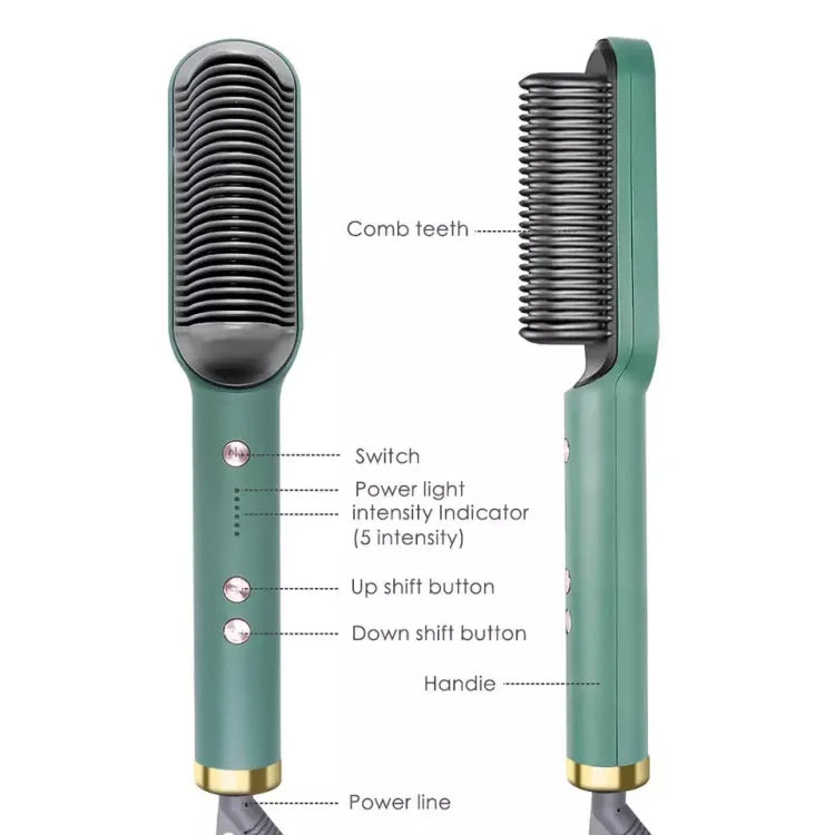 Electric Hair Straightener Brush Curling Comb 2 in 1